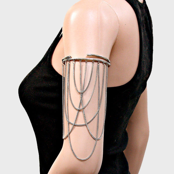 Draped Metal Chain Arm Cuff Bracelet