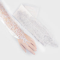Floral Satin Pearl Bridal Gloves