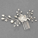 Flower & Leaf, Pearl Flexi-Wire Hair Comb Stick